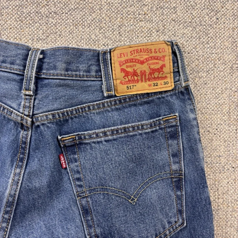 Levi's 517 Men's Slim Bootcut Jeans Blue Denim Orange/Red Tab 32x30